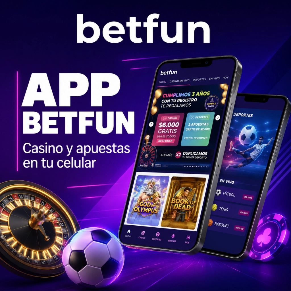 Aplicación móvil de Betfun para casino online y apuestas deportivas en Argentina