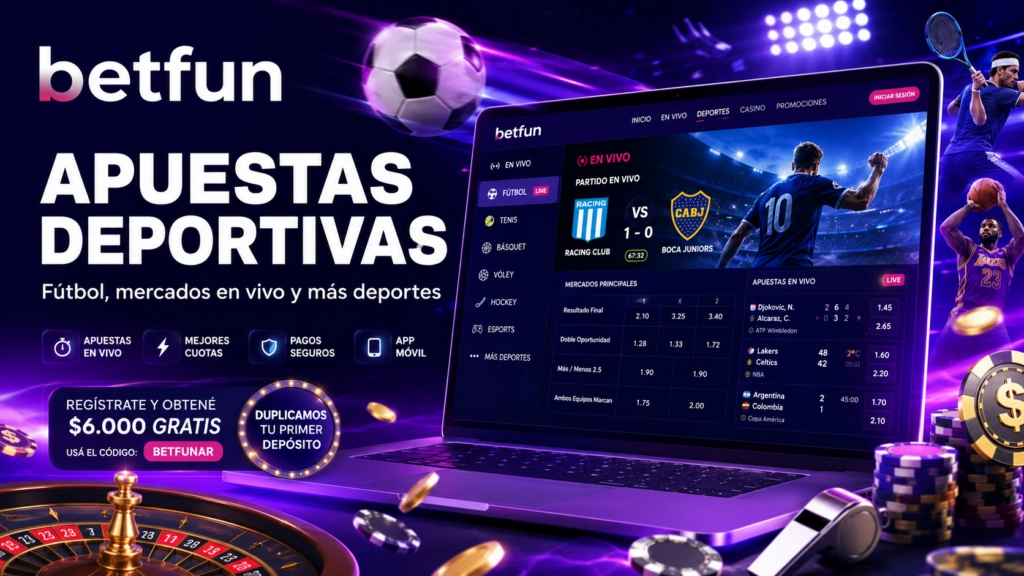 Apuestas deportivas en Betfun con fútbol, mercados en vivo y más deportes