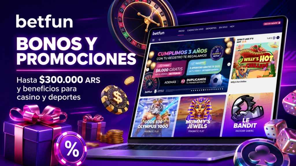 Bonos y promociones de Betfun Argentina para casino y apuestas deportivas
